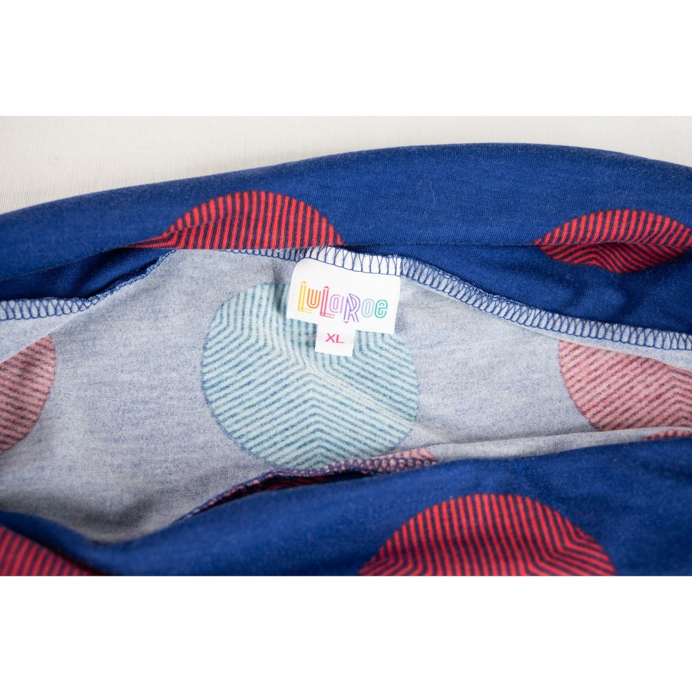 LuLaRoe Maxi Skirt Womens XL Blue Pink Polka Dot Mod Print Excellent Lola - Picture 5 of 5